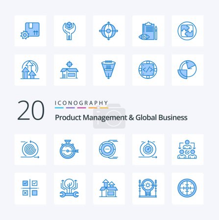 Ilustración de 20 Gestión de productos y negocio global icono de color azul Paquete como el desarrollo ágil diagrama de recursos de liberación - Imagen libre de derechos