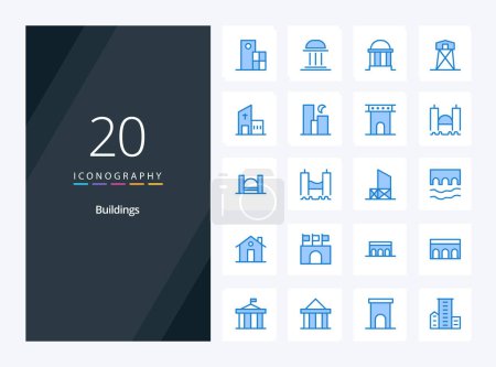 Ilustración de 20 Edificios Icono de color azul para presentación - Imagen libre de derechos