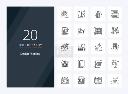 Illustration for 20 Design Thinking Outline icon for presentation - Royalty Free Image