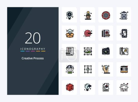 Illustration for 20 Creative Process line Filled icon for presentation - Royalty Free Image