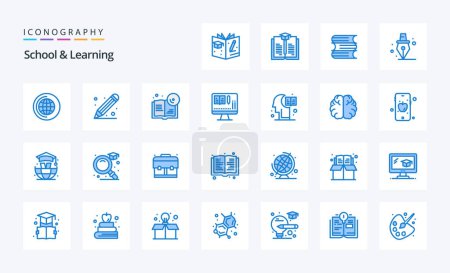 Illustration for 25 School And Learning Blue icon pack - Royalty Free Image