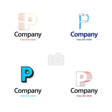 Ilustración de Letra P Big Logo Pack Design Diseño de logos modernos creativos para su negocio - Imagen libre de derechos