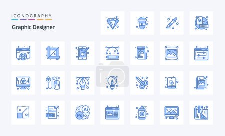 Ilustración de 25 Diseñador gráfico Paquete de iconos azul - Imagen libre de derechos