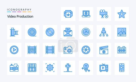 Ilustración de 25 Producción de vídeo Paquete icono azul - Imagen libre de derechos