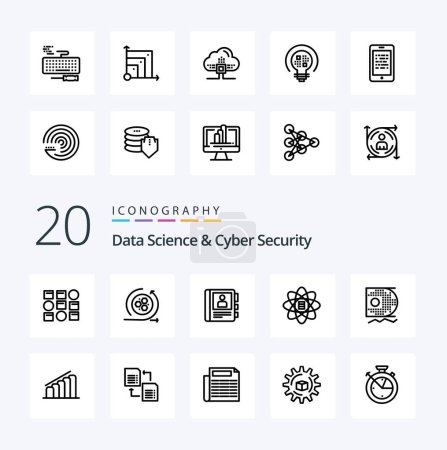 Téléchargez les illustrations : 20 Data Science Et Cyber Security Line icône Pack comme scince dollar téléphone données scince données - en licence libre de droit