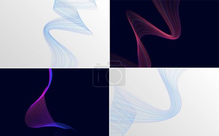 Illustration for Use these backgrounds to create stunning designs with a set of 4 waving lines - Royalty Free Image