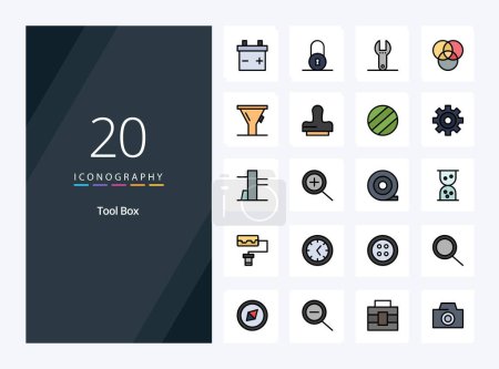 Illustration for 20 Tools line Filled icon for presentation - Royalty Free Image