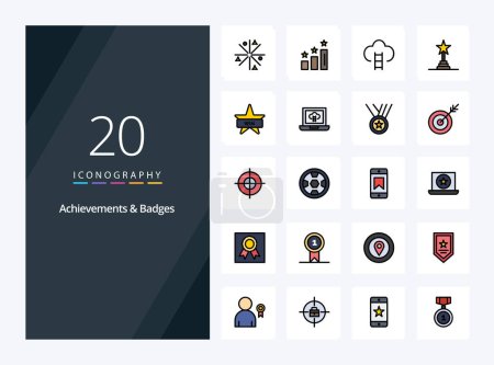 Ilustración de 20 Logros Línea de insignias Icono rellenado para presentación - Imagen libre de derechos