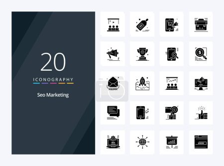 Ilustración de 20 Seo Marketing Solid Glyph icono para la presentación - Imagen libre de derechos