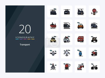 Illustration for 20 Transport line Filled icon for presentation - Royalty Free Image
