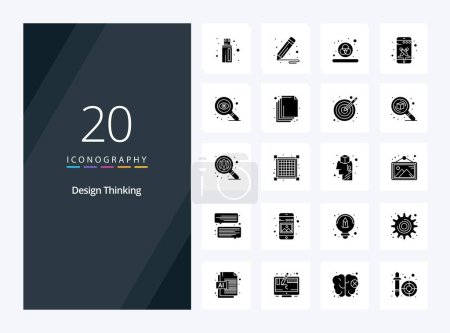 Ilustración de 20 Design Thinking Solid Glyph icono para la presentación - Imagen libre de derechos