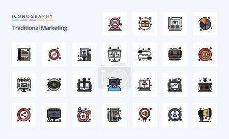 Ilustración de 25 Tradicional línea de marketing relleno icono de estilo pack - Imagen libre de derechos