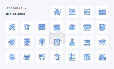 Ilustración de 25 Volver a la escuela Paquete icono azul - Imagen libre de derechos