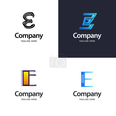 Téléchargez les illustrations : Lettre E Big Logo Pack Design. Conception de logos créatifs modernes pour votre entreprise - en licence libre de droit