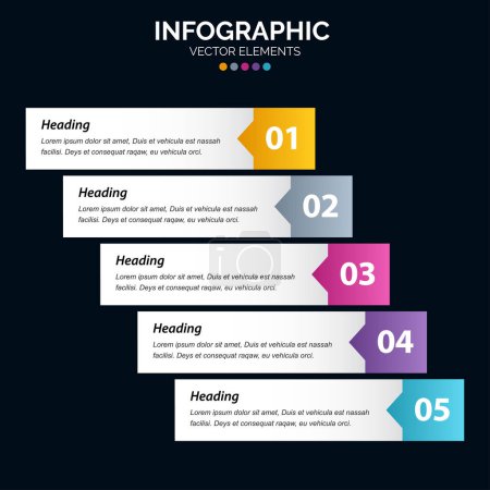 Illustration for 5 Steps Infographics design vector and marketing can be used for workflow layout - Royalty Free Image