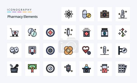 Illustration for 25 Pharmacy Elements Line Filled Style icon pack - Royalty Free Image