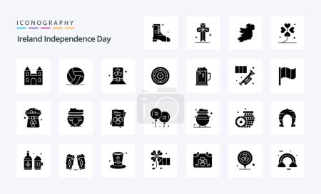 Téléchargez les illustrations : 25 Irlande fête de l'indépendance Solid Glyph icône pack - en licence libre de droit