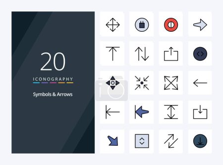 Illustration for 20 Symbols  Arrows line Filled icon for presentation - Royalty Free Image