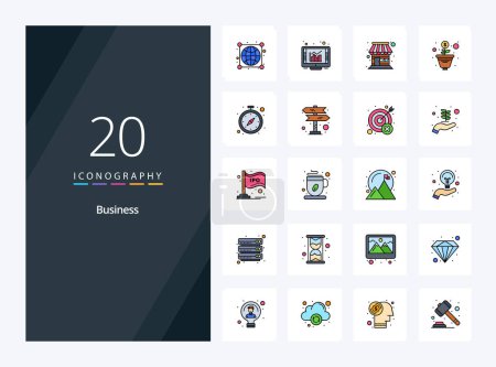 Illustration for 20 Business line Filled icon for presentation - Royalty Free Image