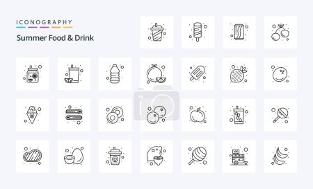 Ilustración de 25 Comida y bebida de verano Paquete icono de la línea - Imagen libre de derechos