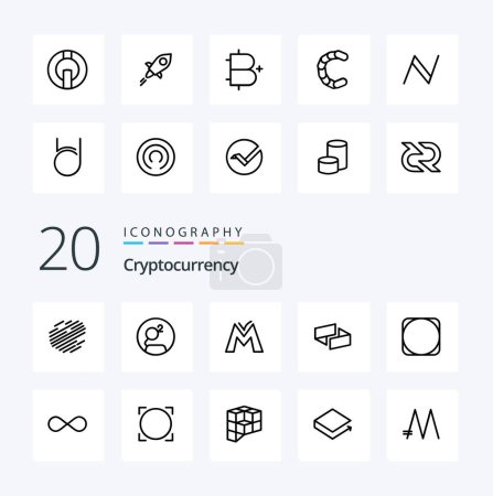 Illustration for 20 Cryptocurrency Line icon Pack like coin  crypto  crypto currency coin - Royalty Free Image