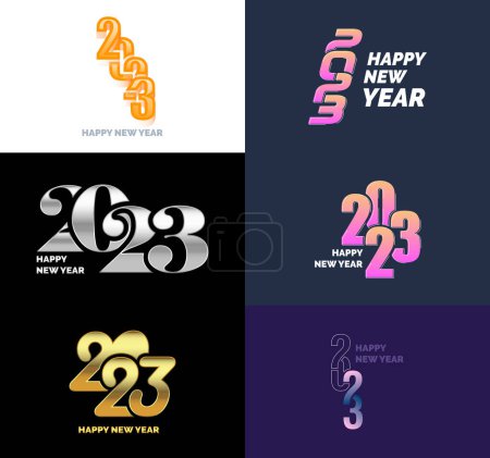 Ilustración de Gran Colección de 2023 Feliz Año Nuevo símbolos Portada de diario de negocios para 2023 con deseos - Imagen libre de derechos