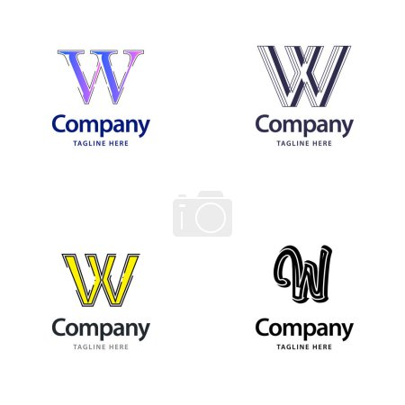 Téléchargez les illustrations : Lettre W Big Logo Pack Design Creative Design de logos modernes pour votre entreprise - en licence libre de droit