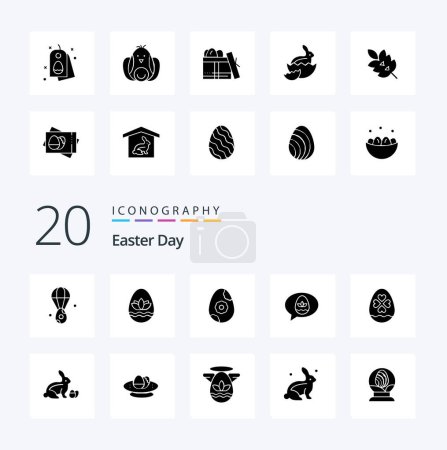 Illustration for 20 Easter Solid Glyph icon Pack like heart egg egg nature egg - Royalty Free Image