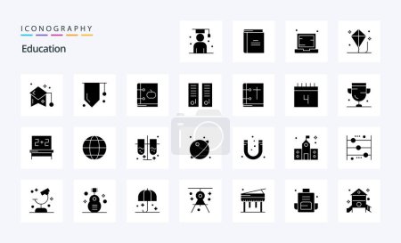 Illustration for 25 Education Solid Glyph icon pack - Royalty Free Image