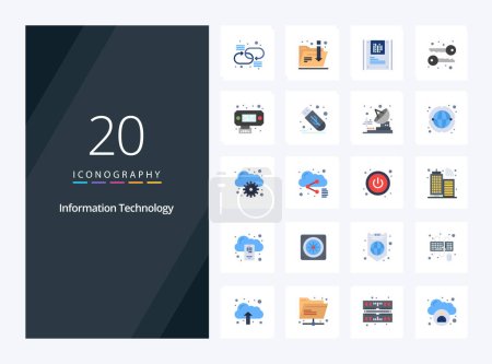 Illustration for 20 Information Technology Flat Color icon for presentation - Royalty Free Image