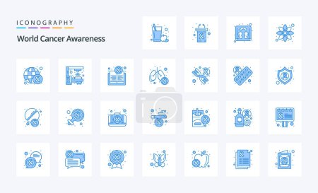 Ilustración de 25 World Cancer Awareness Paquete de iconos azul - Imagen libre de derechos