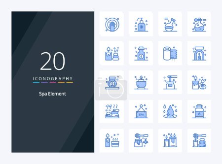 Illustration for 20 Spa Element Blue Color icon for presentation - Royalty Free Image