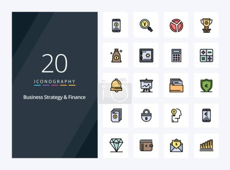 Ilustración de 20 Línea de Estrategia y Finanzas Empresariales Icono para presentación - Imagen libre de derechos