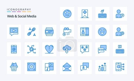 Ilustración de Paquete de iconos de 25 Web y Social Media Blue - Imagen libre de derechos