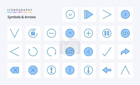 Illustration for 25 Symbols  Arrows Blue icon pack - Royalty Free Image