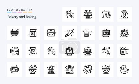 Illustration for 25 Baking Line icon pack - Royalty Free Image