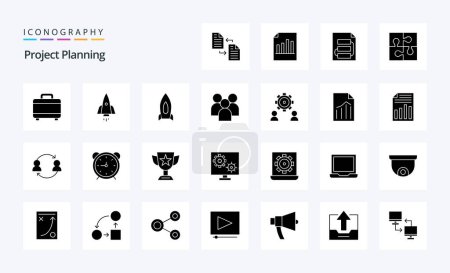 Illustration for 25 Project Planing Solid Glyph icon pack - Royalty Free Image