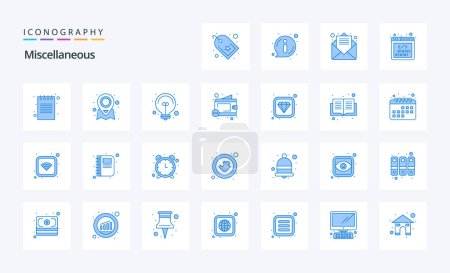 Illustration for 25 Miscellaneous Blue icon pack - Royalty Free Image