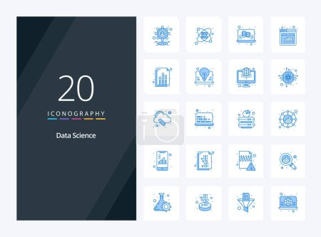 Illustration for 20 Data Science Blue Color icon for presentation - Royalty Free Image