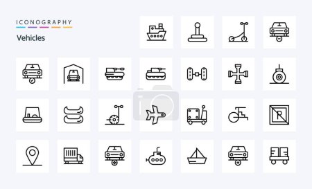 Illustration for 25 Vehicles Line icon pack - Royalty Free Image