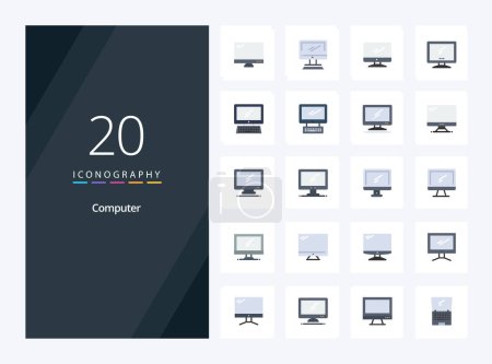 Illustration for 20 Computer Flat Color icon for presentation - Royalty Free Image