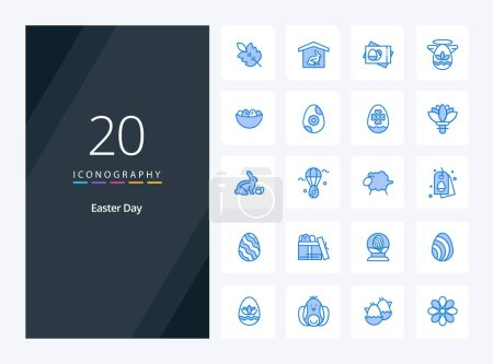 Téléchargez les illustrations : 20 icône de couleur bleu de Pâques pour la présentation - en licence libre de droit