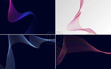 Illustration for Enhance your presentation with this set of 4 geometric wave backgrounds - Royalty Free Image