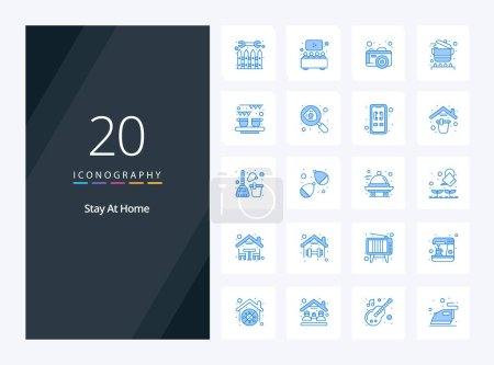 20 Stay At Home Blue Color icon for presentation