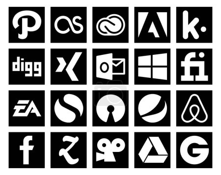 Ilustración de 20 Paquete de iconos de redes sociales incluyendo pepsi. simple. xing. Deportes. artes electrónicas - Imagen libre de derechos