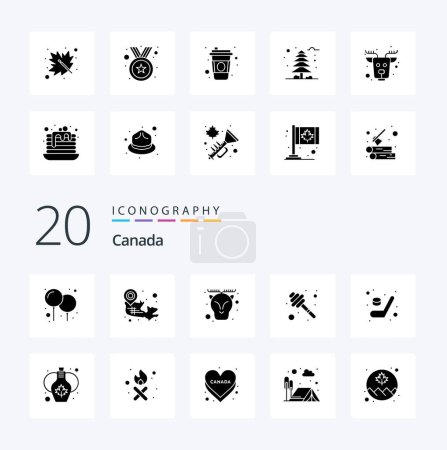 Illustration for 20 Canada Solid Glyph icon Pack like game spoon alpine nectar dipper - Royalty Free Image