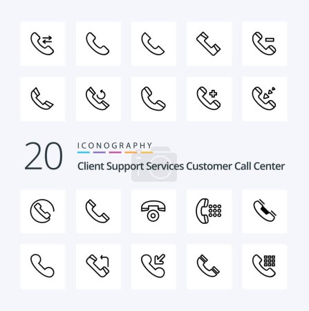 Ilustración de 20 Icono de línea de llamada Paquete como llamada de teléfono de contacto móvil - Imagen libre de derechos