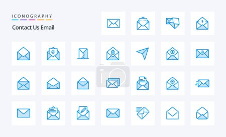 Ilustración de 25 Paquete de icono azul de correo electrónico - Imagen libre de derechos