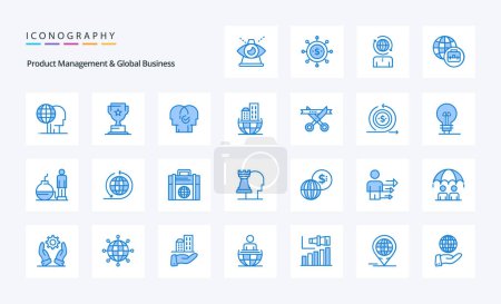 Illustration for 25 Product Managment And Global Business Blue icon pack - Royalty Free Image