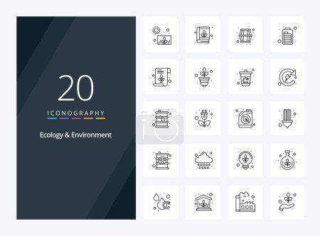 Illustration for 20 Ecology And Environment Outline icon for presentation - Royalty Free Image